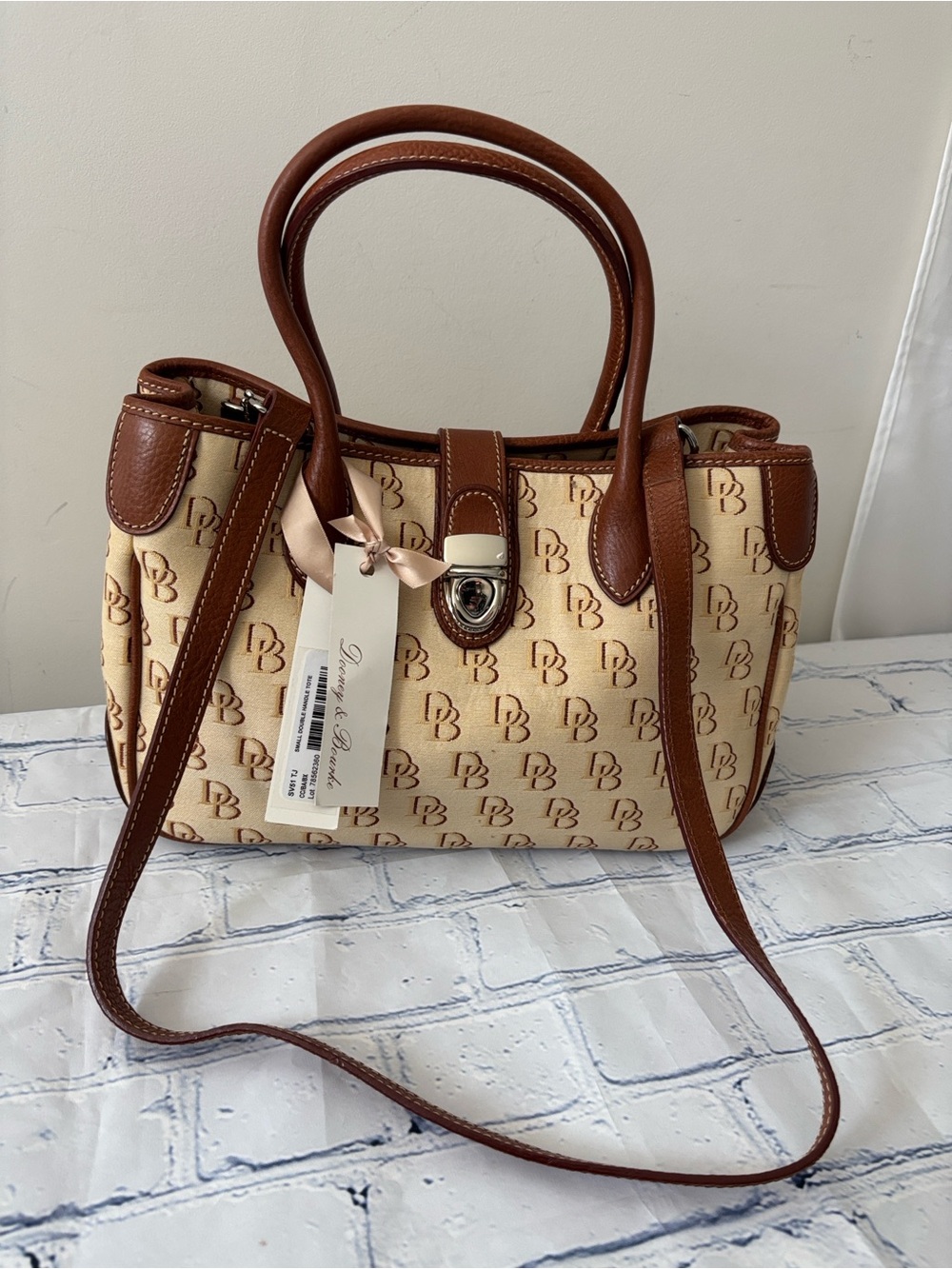 NWT Dooney & Bourke Signature DB Monogram Small Double Handle Tote Crossbody Bag